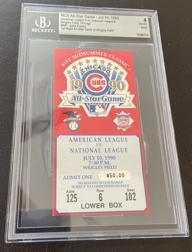 1990 MLB All Star Game Ticket Stub Randy Johnson Ken Griffey ASG First  BGS 4