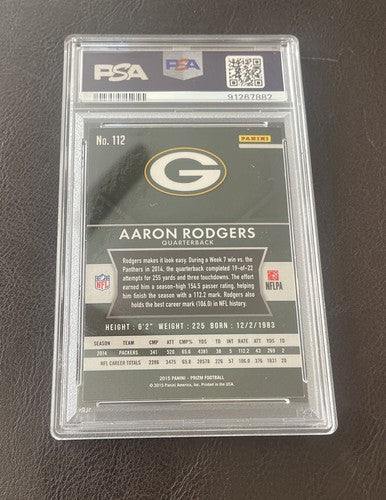 2015 Panini Prizm #112 Aaron Rodgers Green Bay Packers PSA 8 NR/MT-MT