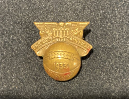 1933 Basketball Chicago American Tournament Charm PinBack. 3/4" size