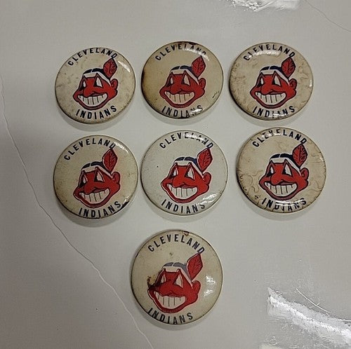 Cleveland INDIANS 1940s BASEBALL size 1.75” button No Pin Lot of 7