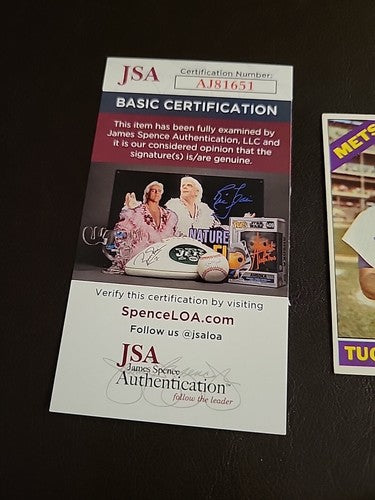 Tug McGraw 1966 Topps Autographed Card - NY Mets #124 EX-MT. COA JSA