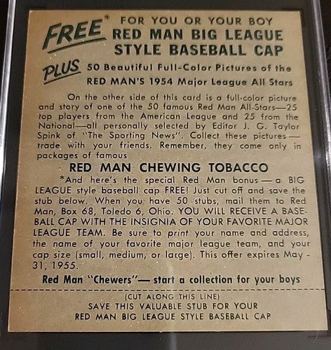 1954 Red Man Monte Irvin With Tab  NL-5 Giants HOF SGC 6.5  EX/Mt+