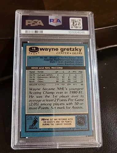 1981 Topps Wayne Gretzky #16 PSA 7 Oilers 3rd Yr NHL Hockey Card Graded