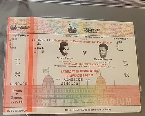 MIKE TYSON VS FRANK BRUNO PHANTOM FULL TICKET 9/3/1988 WEMBLEY STADIUM BGS 7