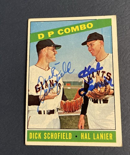 Dick Schofield & Hal Lanier Signed Auto Autographed 1966 Topps Card #156 JSA COA