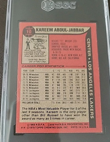 1979-80 TOPPS #10 KAREEM ABDUL-JABBAR SGC 6
