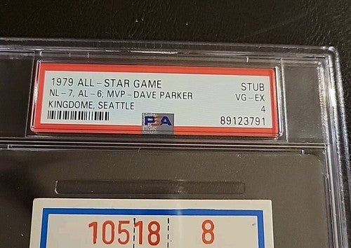 1979 All-Star Game Ticket Dave Parker MVP Kingdome Seattle PSA DNA  4 VG/EX