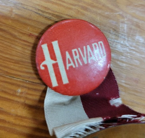 Vintage 1930's Harvard Football Pin W/ Tin Litho Football Made In Germany