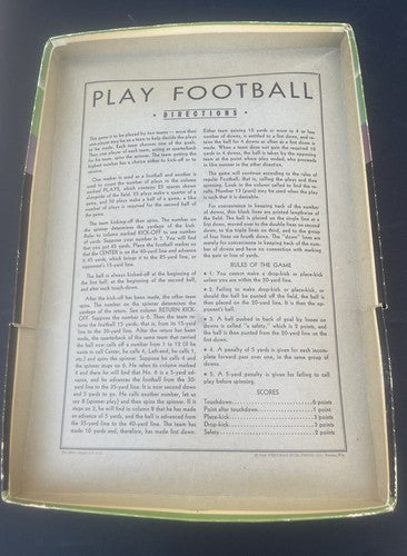 Play FOOTBALL c.1934 ORIGINAL Game CALL the PLAYS YOURSELF Complete Game Ex/Mt