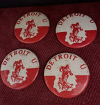 Detroit University 1950s Football size 1.75” button No Pin Lot of 4