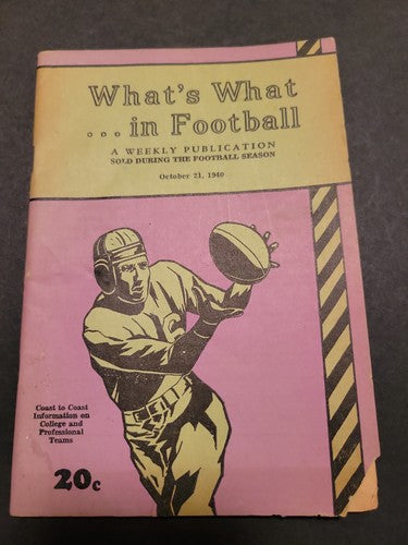 1940 NFL and College Football What's What in Football Yearbook 10/21