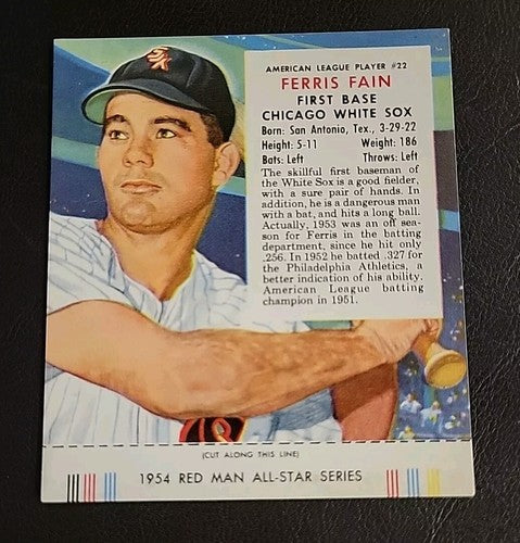 1954 Red Man AL w Tab #22 Ferris Fain   Chicago White Sox Ex/Mt