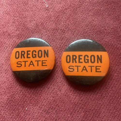 Oregon State 1950s Football size 1.75” button No Pin Lot of 2