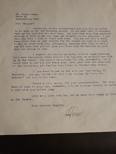 1947 Brooklyn Dodgers Football Tom Scott Signed Letter Plus 2nd Letter Signed