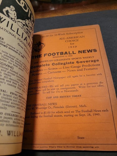 1940 NFL and College Football What's What in Football Yearbook