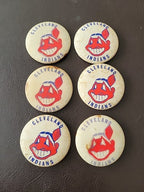 Vintage Cleveland Indians Chief Wahoo 1950s  Baseball Button 1.75” Lot of 6