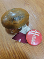 Vintage 1930's Harvard Football Pin W/ Tin Litho Football Made In Germany