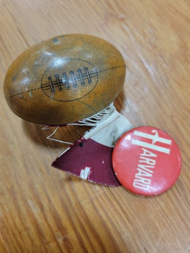 Vintage 1930's Harvard Football Pin W/ Tin Litho Football Made In Germany