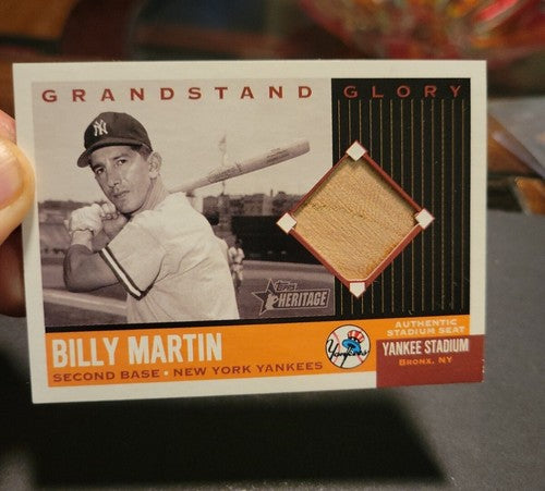 2002 Topps Heritage Grandstand Glory #BM Billy Martin Relic Yankees Stadium Seat