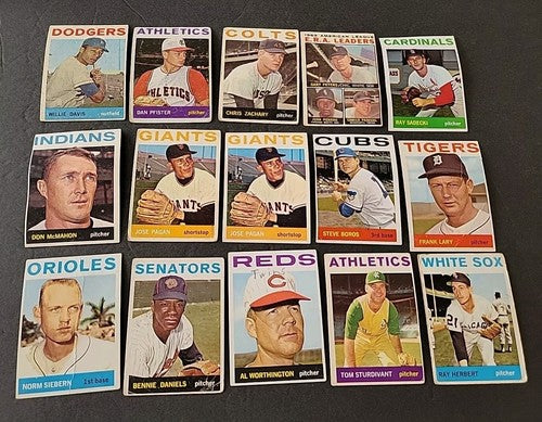 1964 TOPPS Baseball Lot of 15 DIFF cards Low Grade Poor-Fair