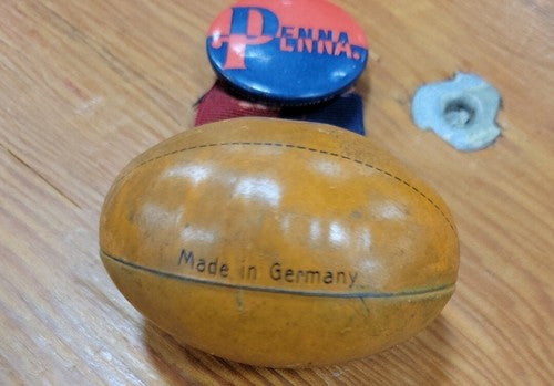 Vintage 1930's University of Pennslyvania Football Pin W/ Tin Litho Football