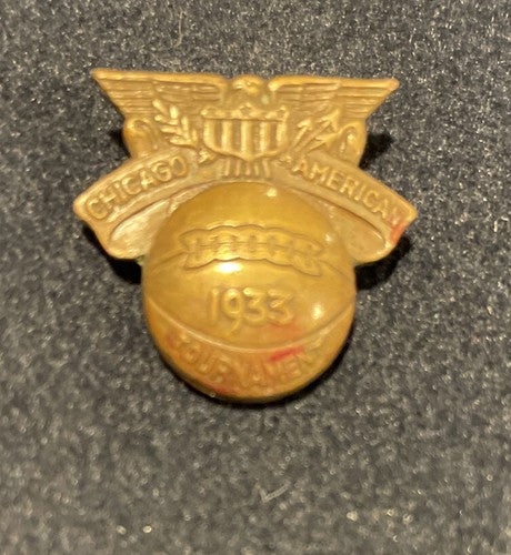 1933 Basketball Chicago American Tournament Charm PinBack. 3/4" size