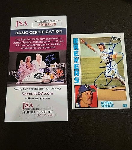 ROBIN YOUNT Signed 1984 Topps Baseball Card-HALL OF FAME-MILWAUKEE COA JSA