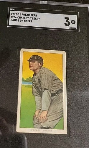 1909-11 T206 Charley O’Leary  Polar Bear Baseball Card Detroit Tigers SGC 3