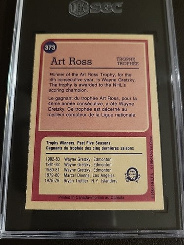 1984-85 O-Pee-Chee OPC #373 Wayne Gretzky Art Ross Trophy SGC 7 GRADED Card