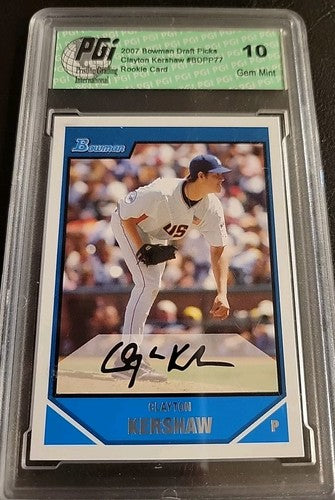 Clayton Kershaw 2007 Bowman Draft Picks PGI 10 Gem Mint  #BDPP77  Dodgers