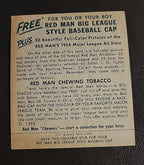 1954 Red Man AL w Tab #1 Bobby Avila Cleveland Indians Vg/Ex