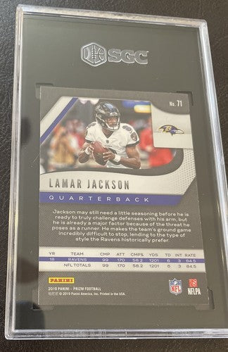 2019 Panini Prizm Lamar Jackson Blue #71 Ravens SGC 9 MINT