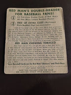 1952 Baseball Red Man #4A Gil Coan, W/tab  Poor-Fair Condition