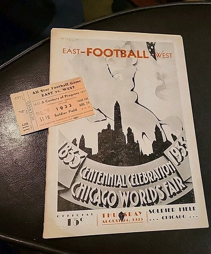 1933 EAST WEST COLLEGE FOOTBALL AS GAME PROGRAM CHICAGO WORLD FAIR W/ticket Stub
