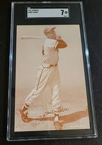 1963 Exhibit HANK AARON Milwaukee Braves STAT BACK SGC 7 NR/Mt Condition