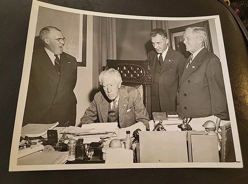 1943 Kenesaw Mountain Landis w McManus Frick regarding World Series Press Photo