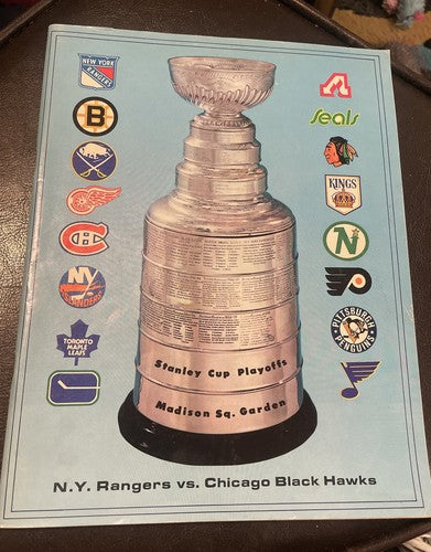 Vintage 1973 New York Rangers Chicago Blackhawks Hockey Stanley Cup Program