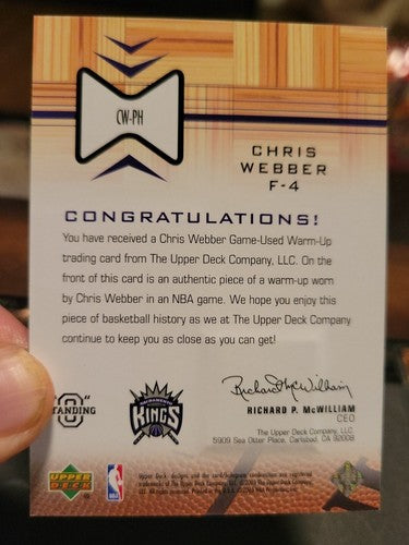 2003-04 Upper Deck Chris Webber Standing "O" Game Worn Patch Kings