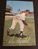 1962 Don Drysdale Plastichrome Mitock & Sons Postcard Dodgers Team Issued Ex HOF