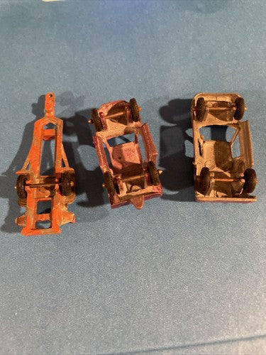 Tootsie Toy Chicago USA 2 Orange Trailer Plus 2 Vintage Cars