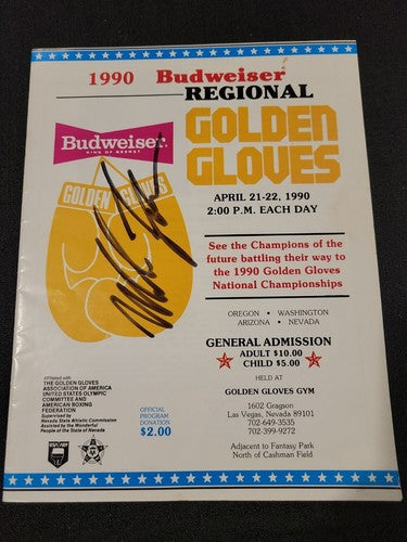 Mike Tyson Signed Golden Gloves Boxing Program Las Vegas 1990 COA JSA  #AI57222