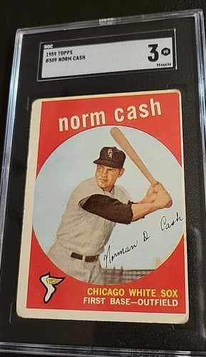 1959 TOPPS  BASEBALL HIGH NUMBER #509 NORM CASH  ROOKIE CARD  SGC 3  VG