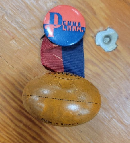 Vintage 1930's University of Pennslyvania Football Pin W/ Tin Litho Football
