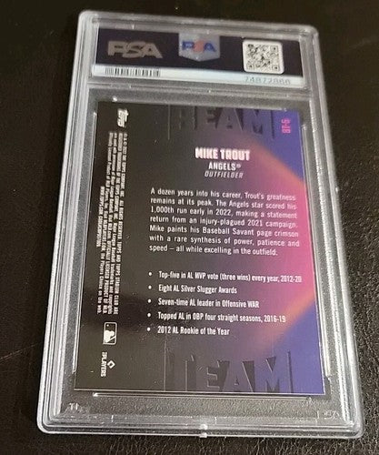 2022 Topps Stadium Club CHROME MIKE TROUT #BT-6 🔥PSA 9🔥 Beam Team Angels
