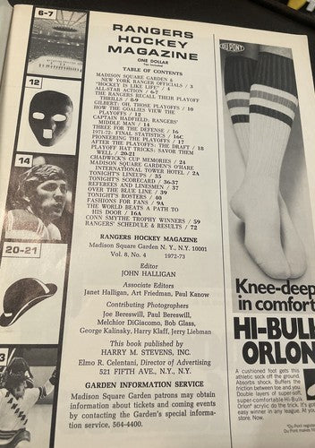 Vintage 1973 New York Rangers Chicago Blackhawks Hockey Stanley Cup Program