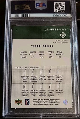 2002 Upper Deck Superstars Golf - Tiger Woods - #1 - PSA 6 Ex/Mt HOF!