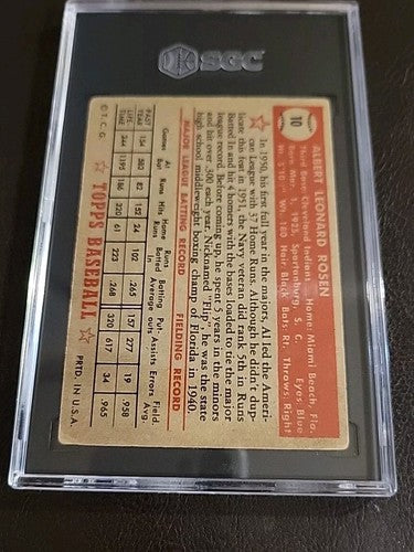 1952 Topps Al Rosen #10 (Red Back) SGC 2