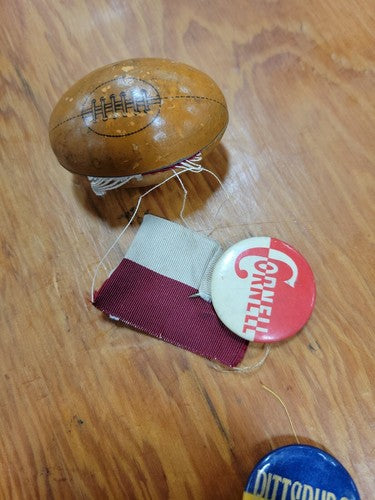 Vintage 1930's Cornell Football Pin W/ Tin Litho Football Made In Germany