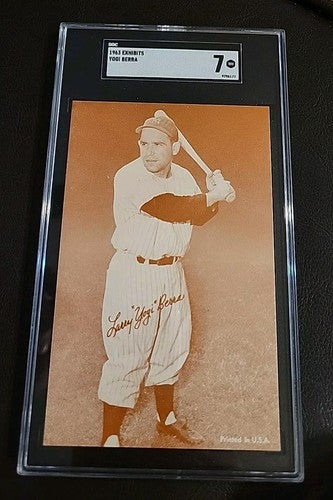 1963 Exhibits Yogi Berra SGC 7 Nr/Mt STATISTICS BACK RED Vintage N.Y Yankees