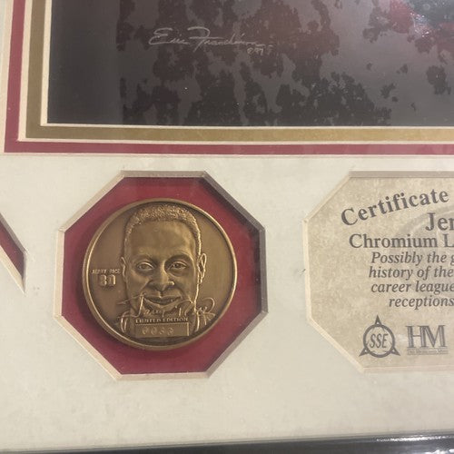 Jerry Rice Chromium Lithograph w/The Highland Mint Medallion Coin 33/2500 #347-b